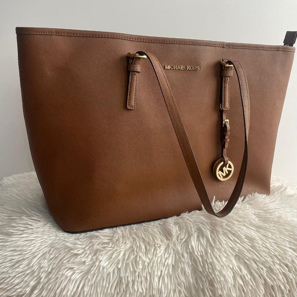 Michael Kors Jet Set Tote Luggage Brown Saffiano Large - Picture 9 of 14